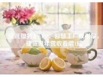 《資訊服務(wù)》ERP、智慧工廠雙引擎，東捷資訊年營收看增1成