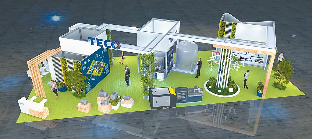 東元集團以「綠色智慧工廠」為主軸，參加2023年臺北自動化大展。圖／東元提供